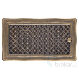Krbová mřížka 16x32cm s žaluzií DECO zlatá patina