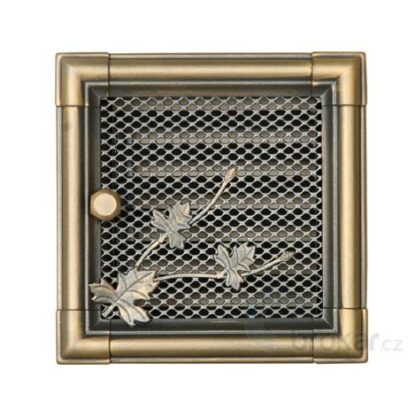 Krbová mřížka 16x16cm s žaluzií RETRO zlatá patina
