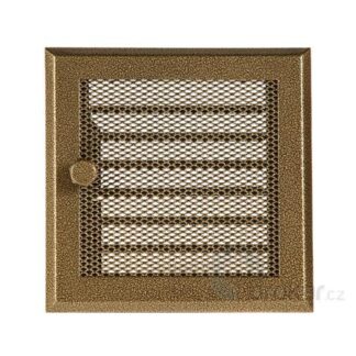 Krbová mřížka 16x16cm s žaluzií staré zlato