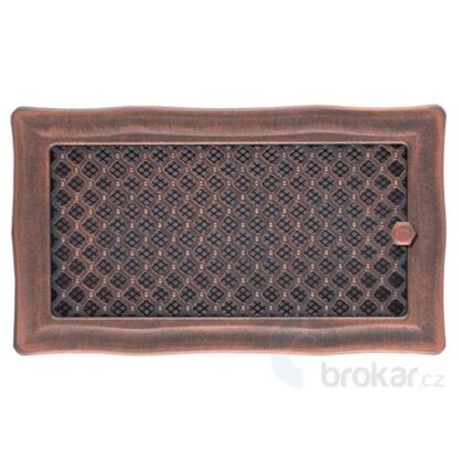Krbová mřížka 16x32cm s žaluzií DECO měděná patina