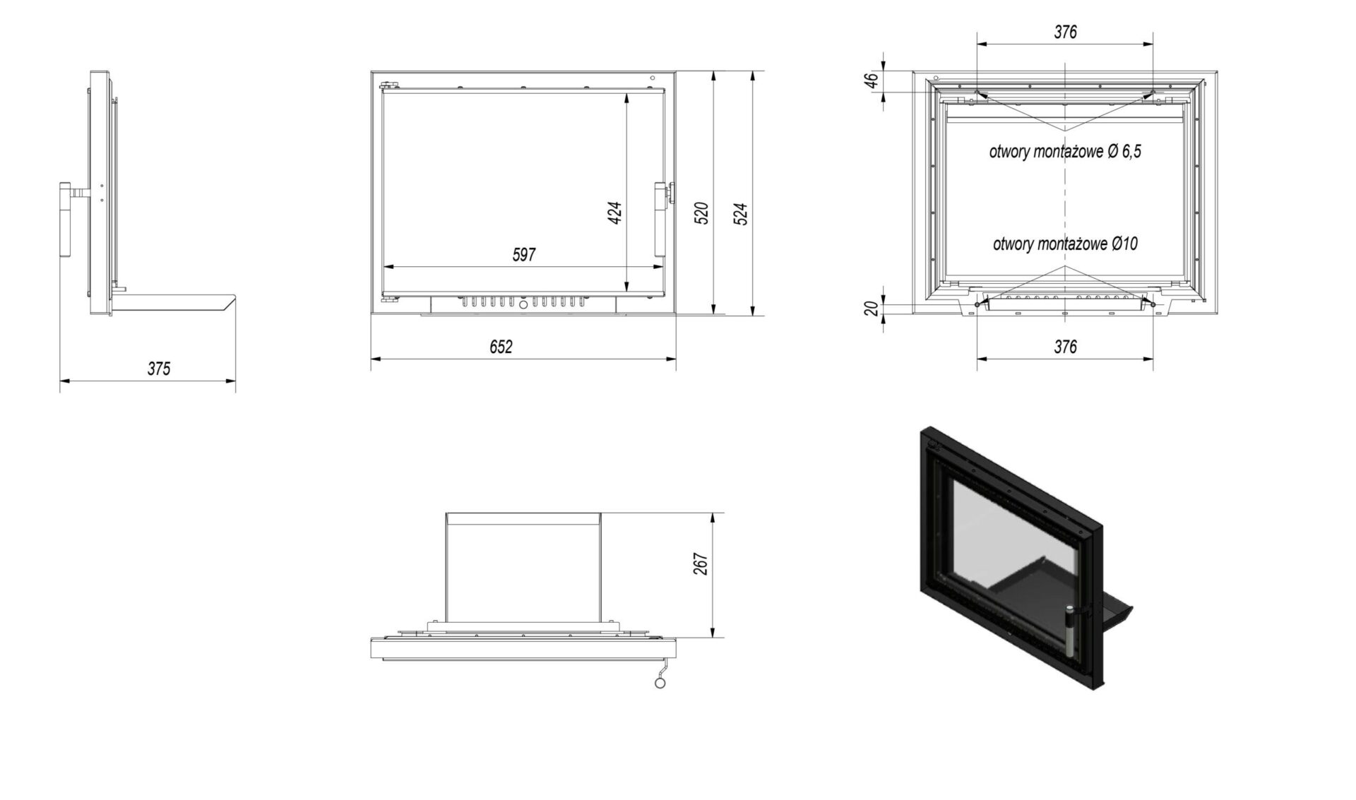 KRATKI Krbová dvířka Eryk Deco 652x524 mm - Obrázek 2