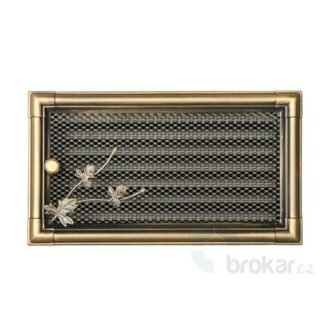 Krbová mřížka 16x32cm s žaluzií RETRO zlatá patina