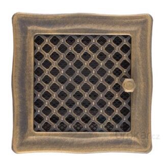 Krbová mřížka 16x16cm s žaluzií DECO zlatá patina
