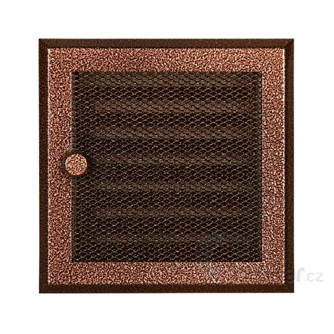 Krbová mřížka 16x16cm s žaluzií stará měď