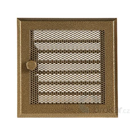Krbová mřížka 16x16cm s žaluzií staré zlato