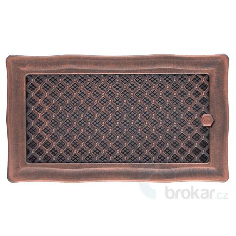 Krbová mřížka 16x32cm s žaluzií DECO měděná patina