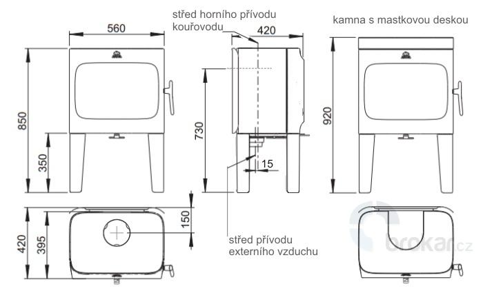 Jotul F 305 R LL WHE bílý smalt - Obrázek 5