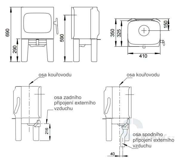 Jotul F 105 R LL BP černý lak - Obrázek 5