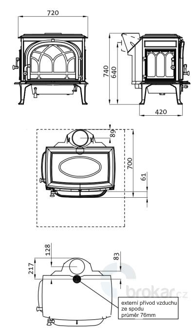 Jotul F 500 ECO SE IVE smalt slonová kost - Obrázek 2