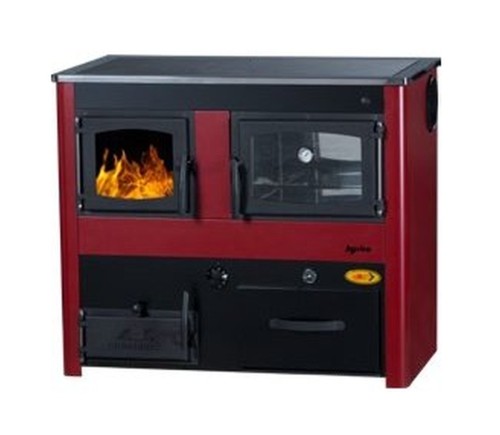 ABC PROIZVOD CONCEPT 2 MAX THERMO HYDRO R sporák na tuhá paliva 18,7kW s výměníkem a troubou, pravý, červená