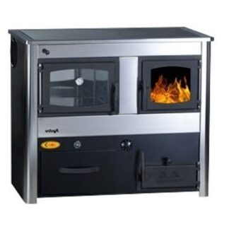 ABC PROIZVOD CONCEPT 2 MAX THERMO HYDRO L sporák na tuhá paliva 18,7kW s výměníkem a troubou, levý, černá/nerez