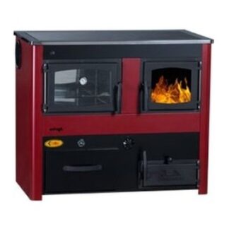ABC PROIZVOD CONCEPT 2 MAX THERMO HYDRO L sporák na tuhá paliva 18,7kW s výměníkem a troubou, levý, červená